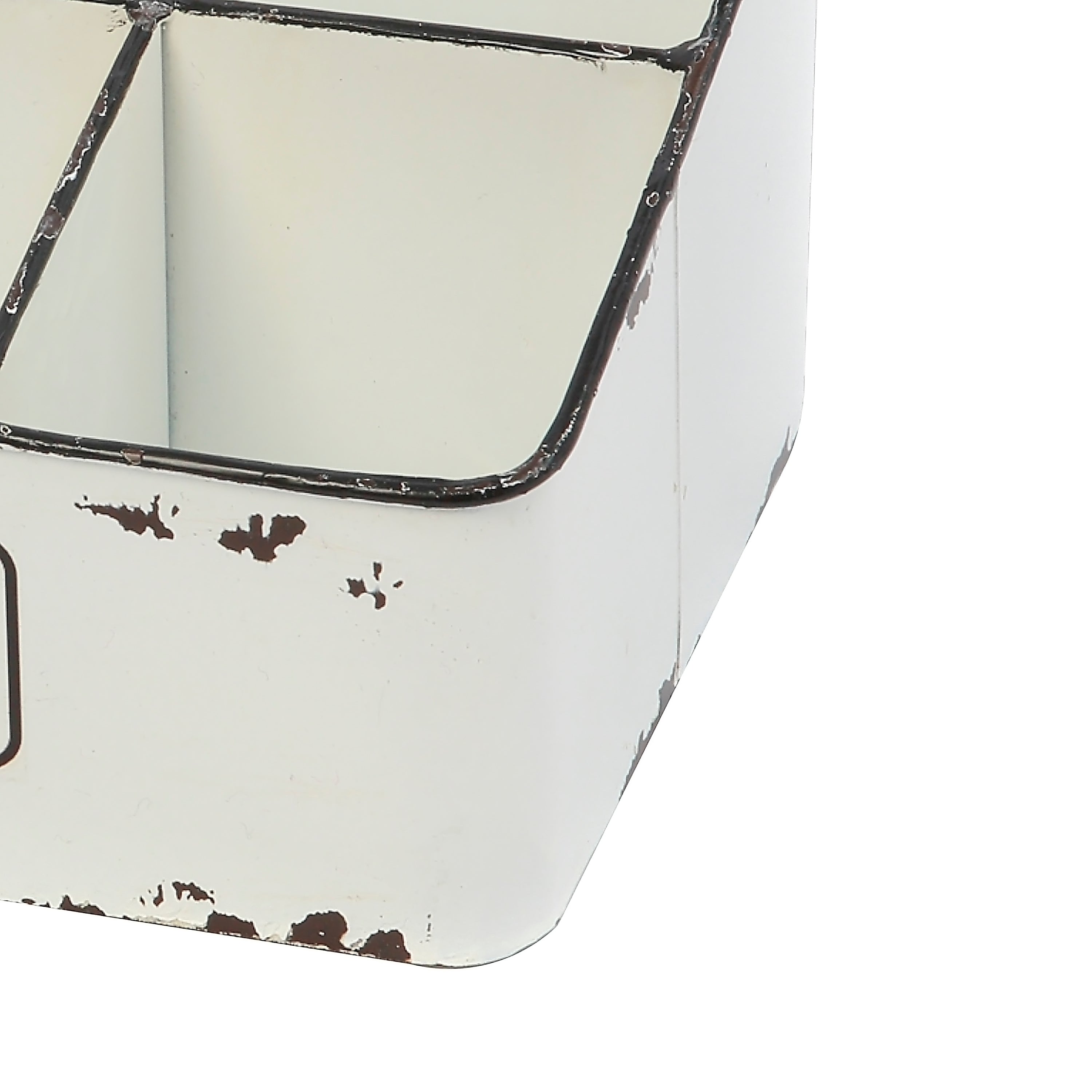 14.3 Inch Rustic Metal Container with 5 Compartment